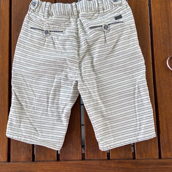 🎀 3 for $25 Zara Boy's Collection Linen Blend Blue Striped Shorts in Size 8 EUC - Picture 5 of 11